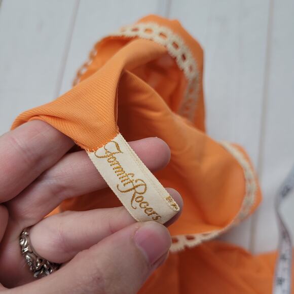 Vintage 2 piece Formfit Rogers orange lace long empire nightgown robe jacket - Picture 6 of 11